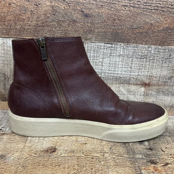 Frye Beacon Inside Zip Boots Brown Leather SZ 9 - Picture 3 of 10